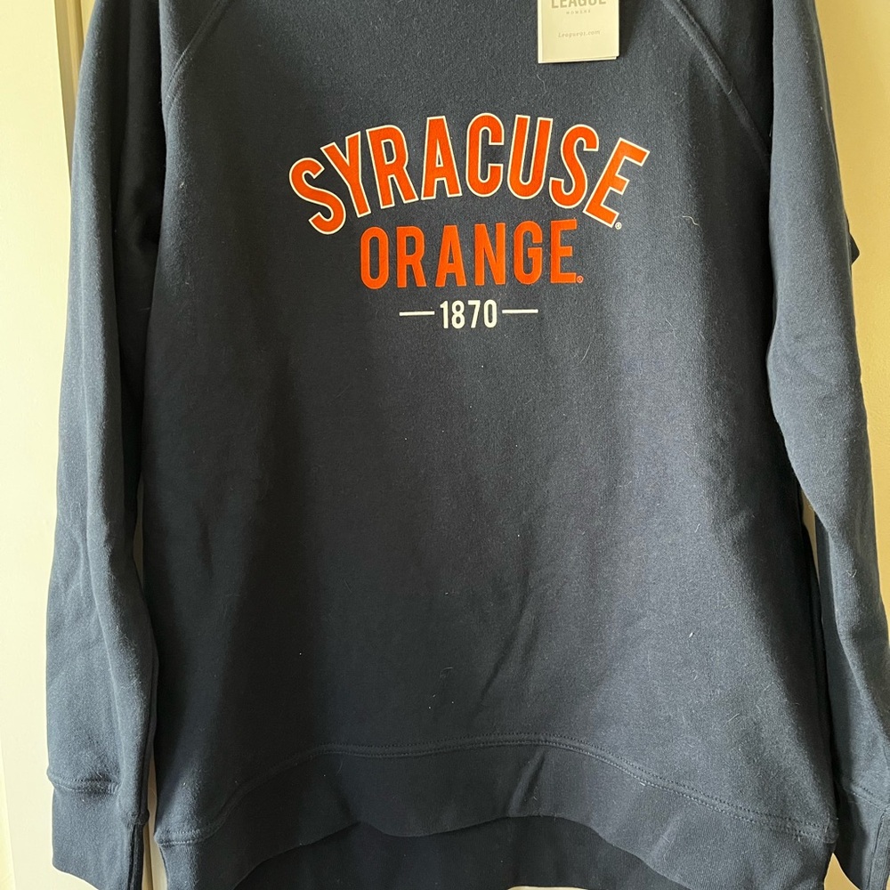 League Navy Sweatshirt with Orange Syracuse Script